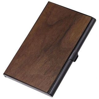 名刺入れ 木製 ステンレス カードケース 20枚収納 ウォルナット 薄型(名刺入れ/定期入れ)