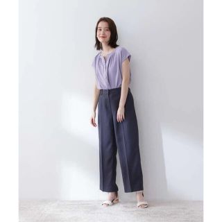 エヌナチュラルビューティーベーシック(N.Natural beauty basic)のウォッシャブルストレートパンツ《S Size Line》　ほぼ新品＊Mサイズ(クロップドパンツ)