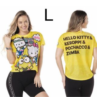 ズンバ(Zumba)のzumba キティ Tシャツ  Ｌ　kitty ケロッピ ポチャッコ　黄色(Tシャツ(半袖/袖なし))