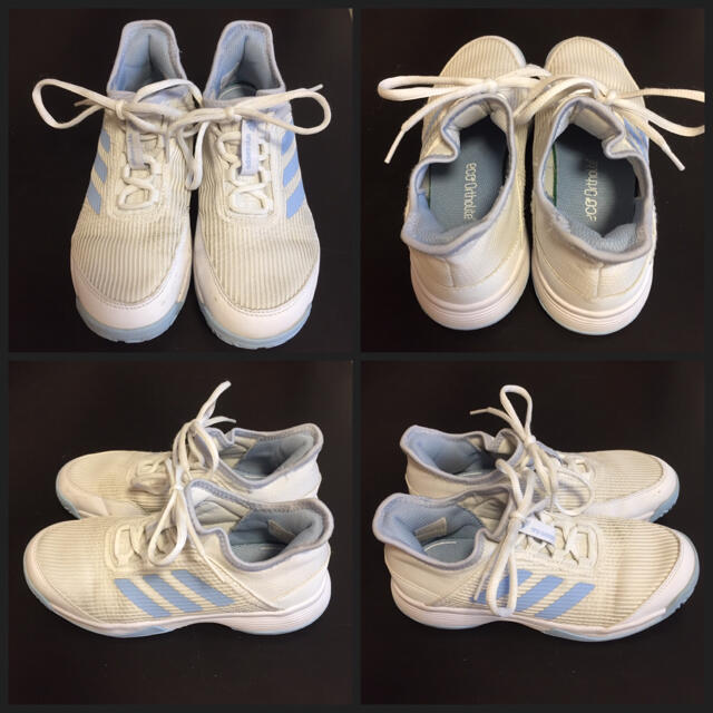adidas(アディダス)のゆっきー様専用【adidas】テニスシューズ  21cm ジュニア オールコート キッズ/ベビー/マタニティのキッズ靴/シューズ(15cm~)(スニーカー)の商品写真