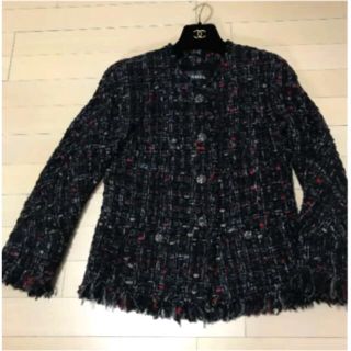 シャネル ノーカラージャケット(レディース)(レッド/赤色系)の通販 シャネル ノーカラージャケット(レディース)(レッド/赤色系)の通販