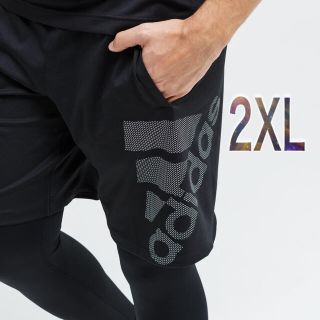 アディダス(adidas)のadidas ハーフパンツ 2XL 新品 黒 スリーストライプス 速乾 3L(ショートパンツ)