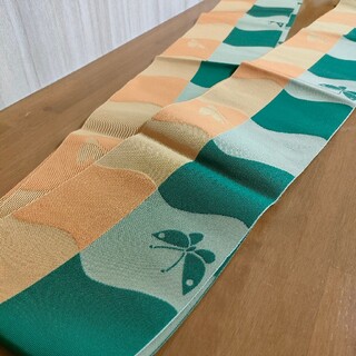 浴衣　帯　レディース　オレンジ&グリーン(浴衣帯)