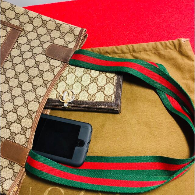 Gucci(グッチ)の【美品】☆グッチ Vintage "GG" シェリーライン GG柄 トートバッグ レディースのバッグ(トートバッグ)の商品写真