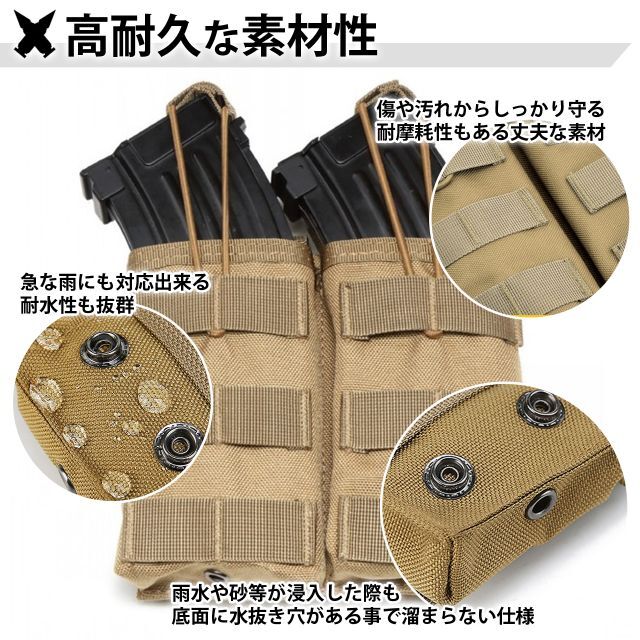 MOLLE対応 マガジンケース M4タイプ対応 2個セット タンカラー - 個人装備