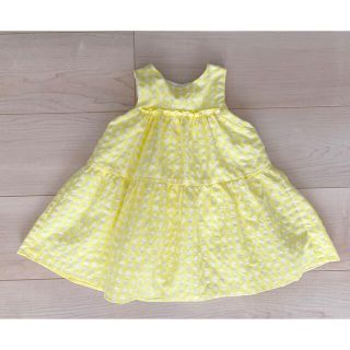 ザラキッズ(ZARA KIDS)の【86cm】イエローチェック柄ワンピース(ワンピース)