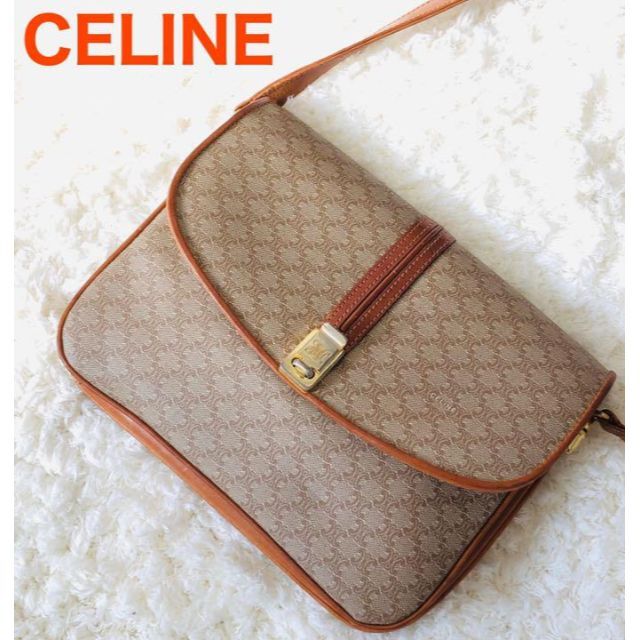 美　品！CELINE マカダム柄 PVC × レザー ショルダーバッグ