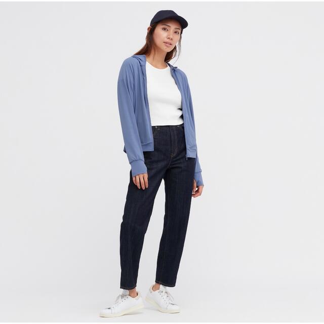 UNIQLO(ユニクロ)のユニクロ　エアリズム　UVカットメッシュパーカ青　Lサイズ　長袖 レディースのトップス(パーカー)の商品写真