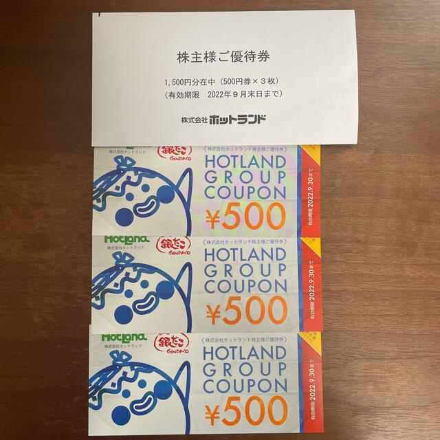 ホットランド 株主優待券 500円割引券 3枚 1500円分 銀だこ チケットの優待券/割引券(フード/ドリンク券)の商品写真