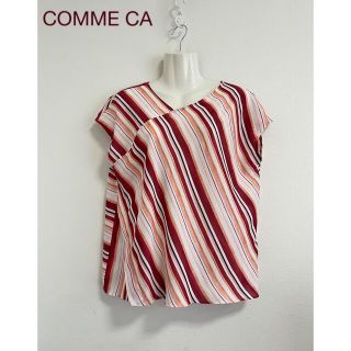 コムサデモード(COMME CA DU MODE)のCOMME CA☆カットソー11号☆赤☆ストライプ☆日本製☆レディース【新品】(カットソー(半袖/袖なし))