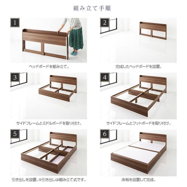 送料無料 シングルベッド マットレス付き 保証 収納・棚・コンセント付
