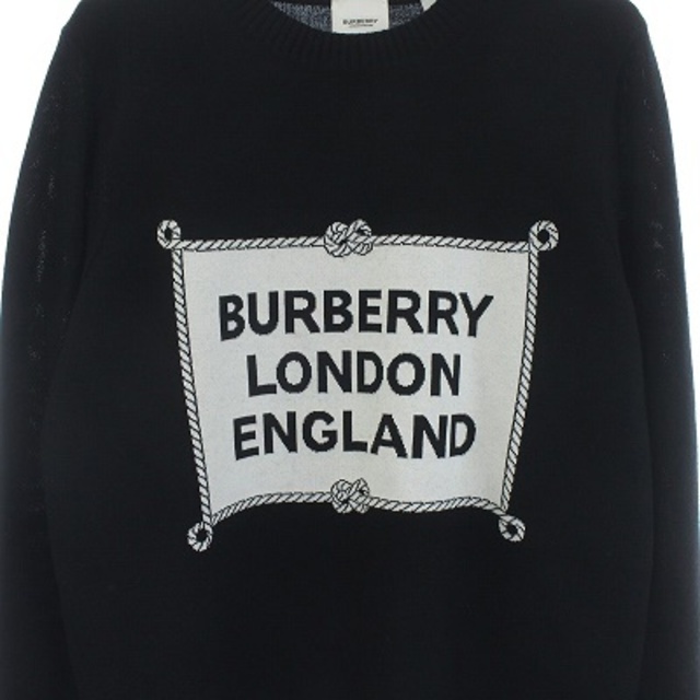 バーバリー ロンドン ニット セーター ロゴ 長袖 S 黒 ブラック 白 3