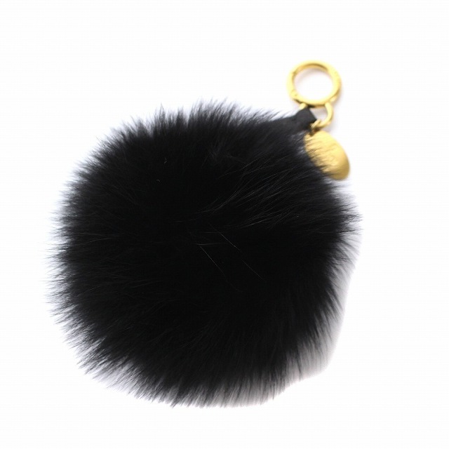 フェンディ FENDI ファー チャーム キーホルダー 黒 ブラック-