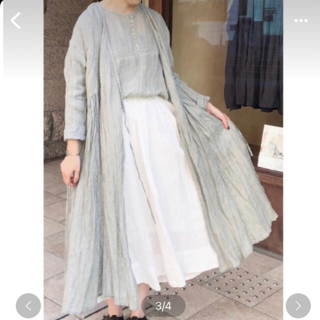 新品 先染めリネンガーゼカシュクールワンピース ワンピース ロング