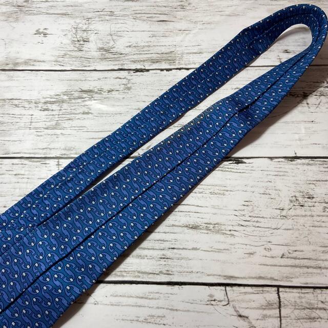 Hermes - HERMES エルメス ネクタイ 総柄 ブルー 旧タグ 希少品 ハイ