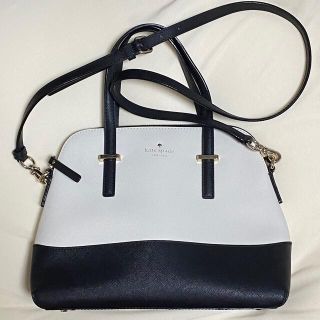 ケイトスペードニューヨーク(kate spade new york)のケイトスペード★2WAYハンドバッグ/ショルダーバッグ★白×黒バイカラー(ハンドバッグ)