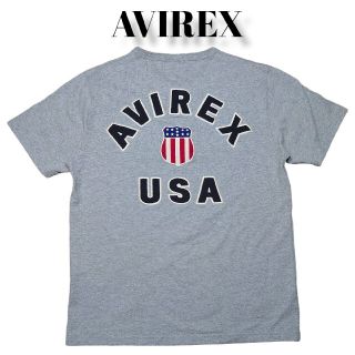 アヴィレックス(AVIREX)のAVIREX ビッグロゴ刺繍 スウェット Tシャツ 古着 アヴィレックス グレー(Tシャツ/カットソー(半袖/袖なし))