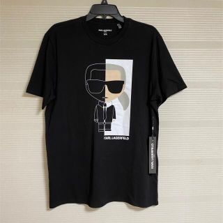 カールラガーフェルド(Karl Lagerfeld)の新品 本物 正規品 カールラガーフェルド メンズ Tシャツ 黒 L 綿100%(Tシャツ/カットソー(半袖/袖なし))