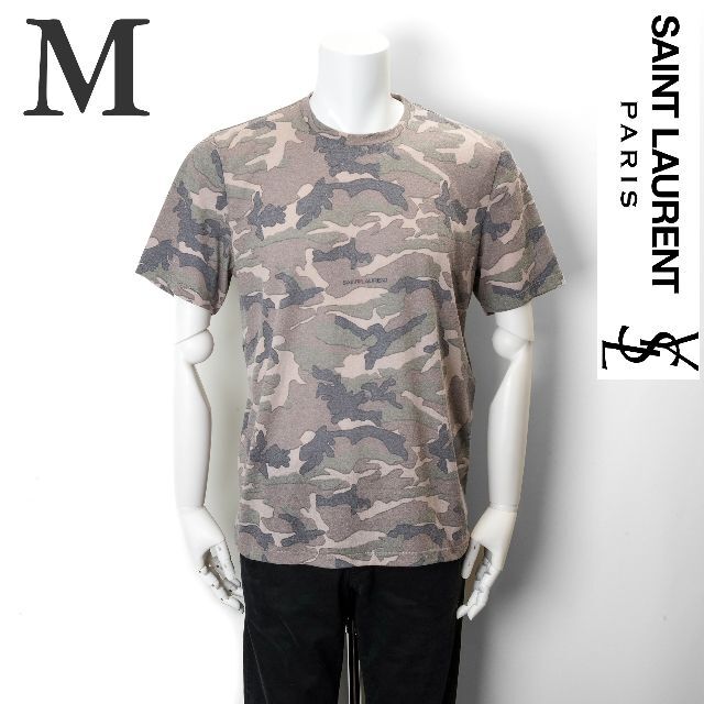 新品 Saint Laurent ロゴ 迷彩Tシャツ Mサイズ 【高額売筋】 www