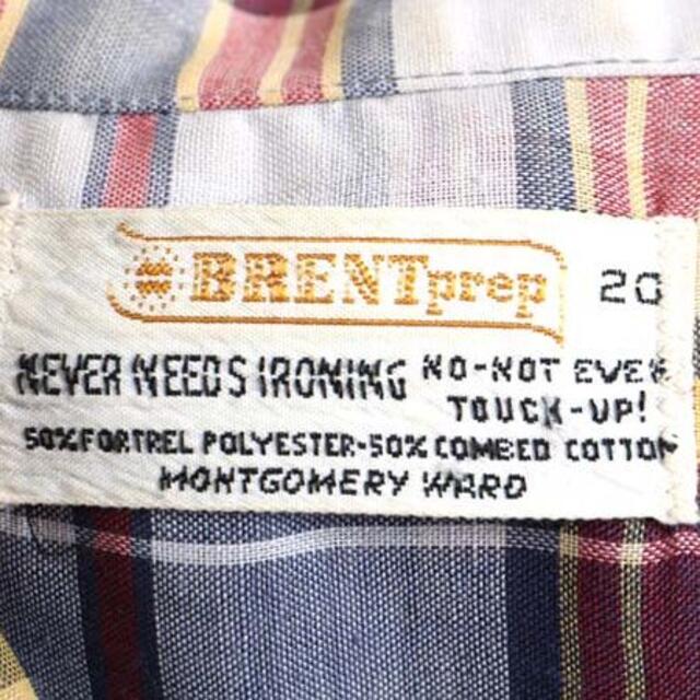 60s 70s ビンテージ □ BRENT チェック 半袖 ボタンダウン シャツ