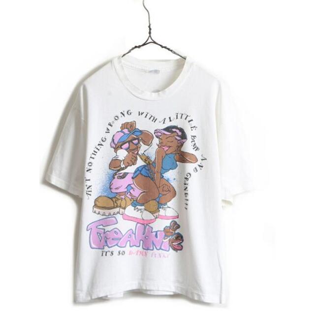 90s ■ Champion キャラクター 両面 プリント 半袖 Tシャツ ( 1