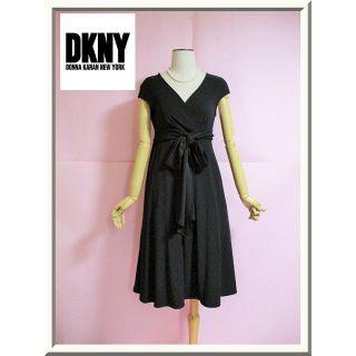 ダナキャランニューヨーク(DKNY)の【DKNY】ブラックワンピース☆ブラックドレス☆ストレッチジャージ　手洗い(ひざ丈ワンピース)