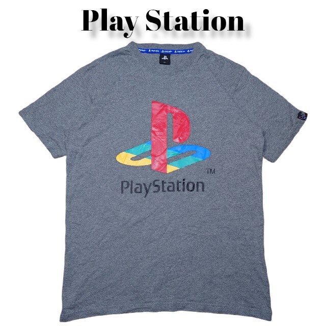 PlayStation ビッグプリント Tシャツ プレイステーション グレー約55cm肩幅