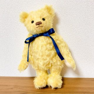 ハンドメイド♡ テディベア 32㎝ ゴールドイエロー&クリーム♡ネイビー