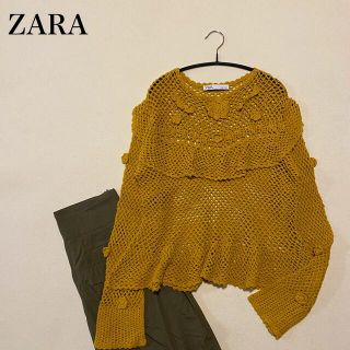 ザラ(ZARA)のZARA かぎ編みニット　サマーニット　透かしニット　イエロー　M(ニット/セーター)