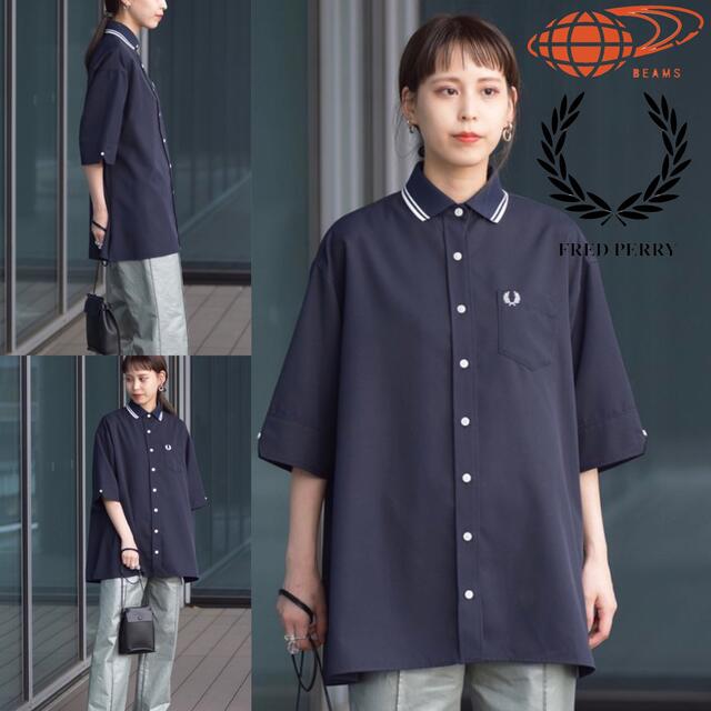 FRED PERRY 白 ホワイト 半袖 ボタンシャツ ブラウス