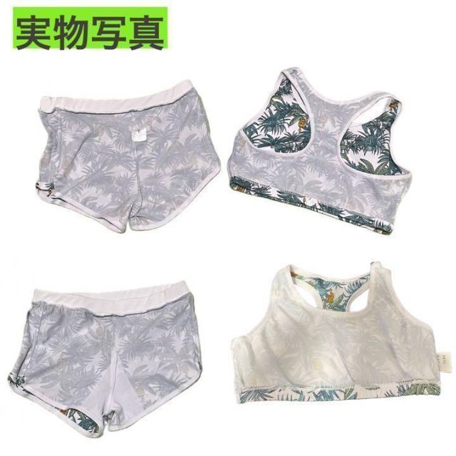 ※夏休み　特別セール！※３点セット　グリーン　水着　2XL 120～130 キッズ/ベビー/マタニティのキッズ服女の子用(90cm~)(水着)の商品写真