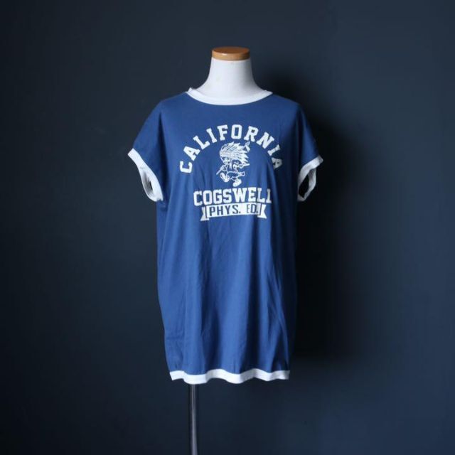 Champion(チャンピオン)のchampion✨ロゴ プリント 古着 リンガーTシャツ M フレンチスリーブ レディースのトップス(Tシャツ(半袖/袖なし))の商品写真