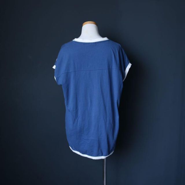 Champion(チャンピオン)のchampion✨ロゴ プリント 古着 リンガーTシャツ M フレンチスリーブ レディースのトップス(Tシャツ(半袖/袖なし))の商品写真