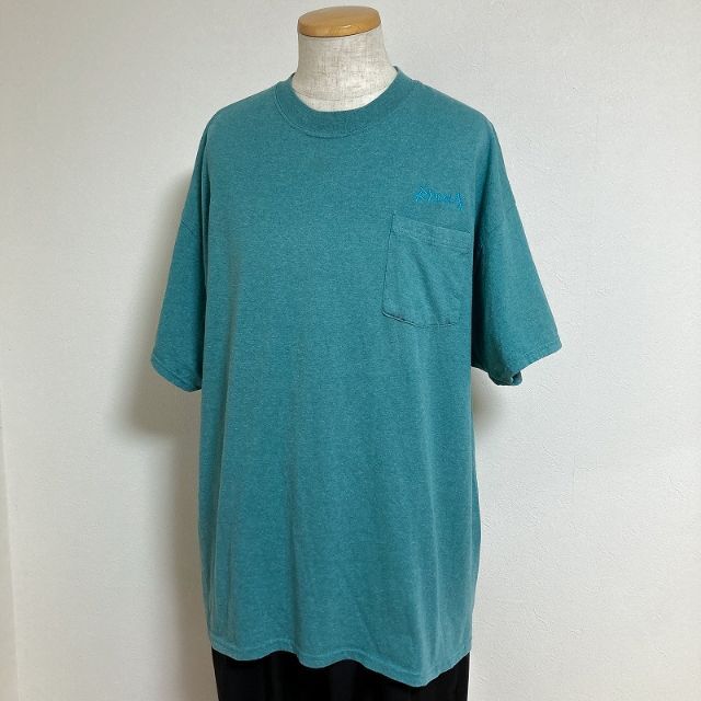 Hanes(ヘインズ)のメンズ服ロゴ刺繍半袖TシャツXL　古着屋 ブランド　ストリート系　春夏物 緑 メンズのトップス(Tシャツ/カットソー(半袖/袖なし))の商品写真