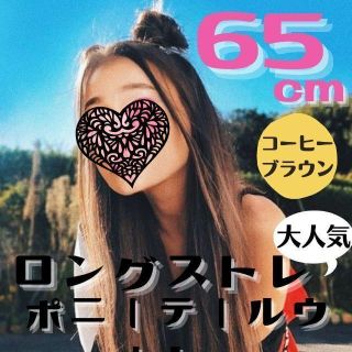 ロングストレートウィッグ マジックテープで巻くだけ コーヒーブラウン