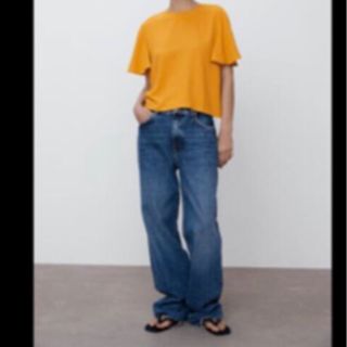 ザラ(ZARA)の新品タグ付ZARAカットソーオレンジ(カットソー(半袖/袖なし))