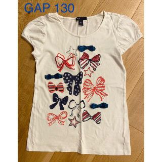 ギャップキッズ(GAP Kids)のGAP 130 白Tシャツ　キラキラリボン♡(Tシャツ/カットソー)