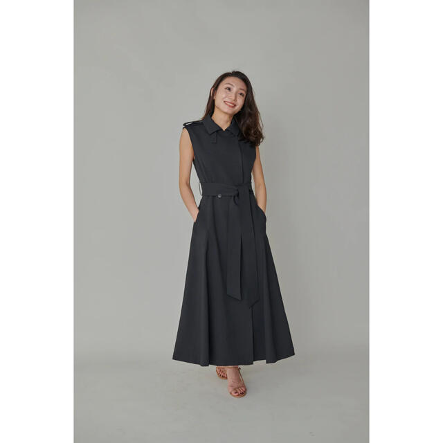 910cmウエストL'or Sleeveless Coat Dress 【Black】