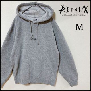 フルーツオブザルーム(FRUIT OF THE LOOM)のメンズ服ロゴ刺繍パーカーM　古着屋 ブランド　ストリート系　春秋冬物 グレー(パーカー)