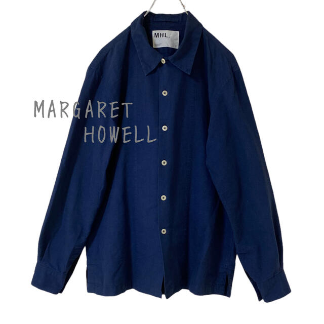 MARGARET HOWELL(マーガレットハウエル)の極美品⭐︎ マーガレットハウエル　コットンシャツ　ネイビー　インディゴブルー メンズのトップス(シャツ)の商品写真