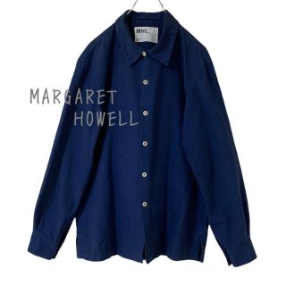 マーガレットハウエル(MARGARET HOWELL)の極美品⭐︎ マーガレットハウエル　コットンシャツ　ネイビー　インディゴブルー(シャツ)