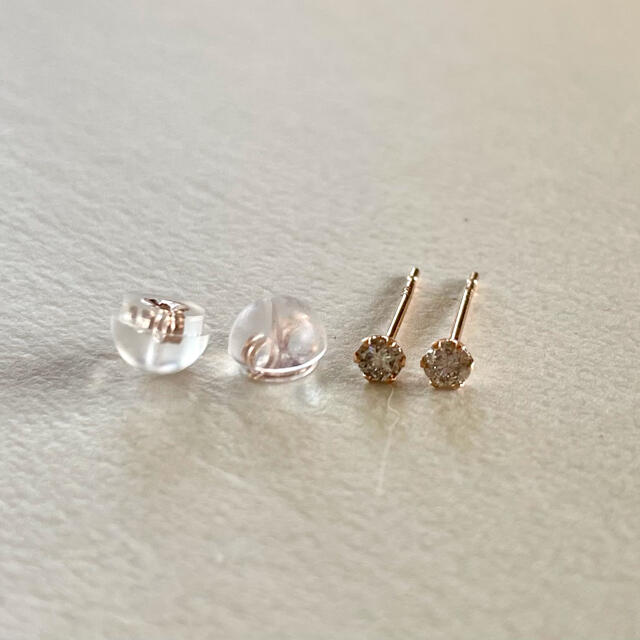 ダイヤモンドピアス K18PGピアス ピンクゴールド0.14ct 一粒ピアス