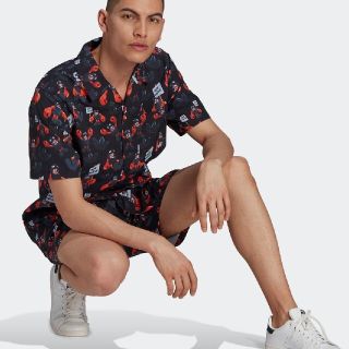 アディダス(adidas)の新品 アディダス 半袖シャツ アロハシャツ adidas 総柄 AOP メンズL(シャツ)