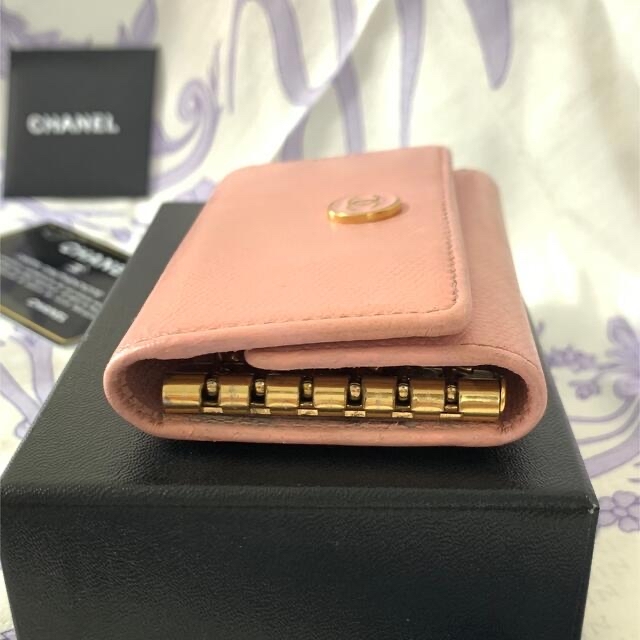 CHANEL 6連 キーケース/キーリング ピンク ココボタン