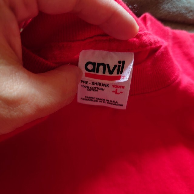 Anvil(アンビル)のanvil 赤 Tシャツ 綿100% YOUTH L レディースのトップス(Tシャツ(半袖/袖なし))の商品写真