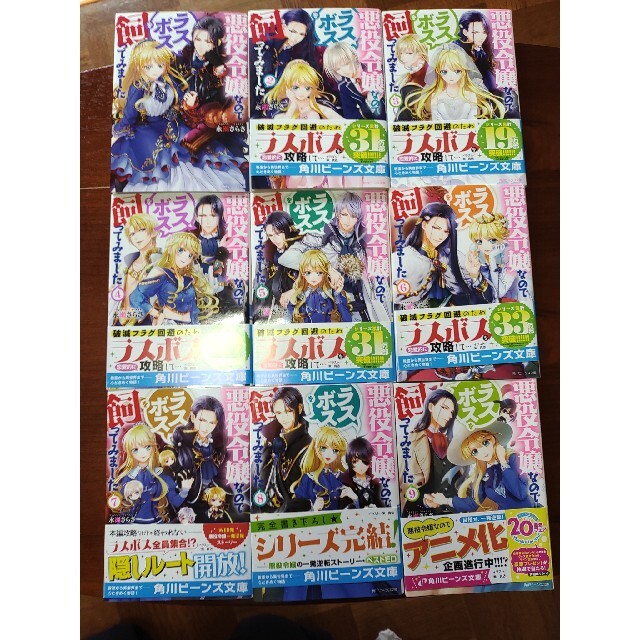 角川書店(カドカワショテン)の小説　全９巻　悪役令嬢なのでラスボスを飼ってみました エンタメ/ホビーの本(文学/小説)の商品写真