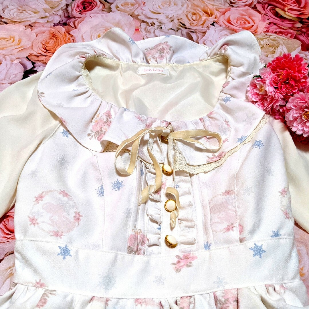 LIZ LISA(リズリサ)のリズリサ♥Amavel❤白♥花柄＆雪の結晶＆お姫様柄♥レア❤ワンピ レディースのワンピース(ひざ丈ワンピース)の商品写真