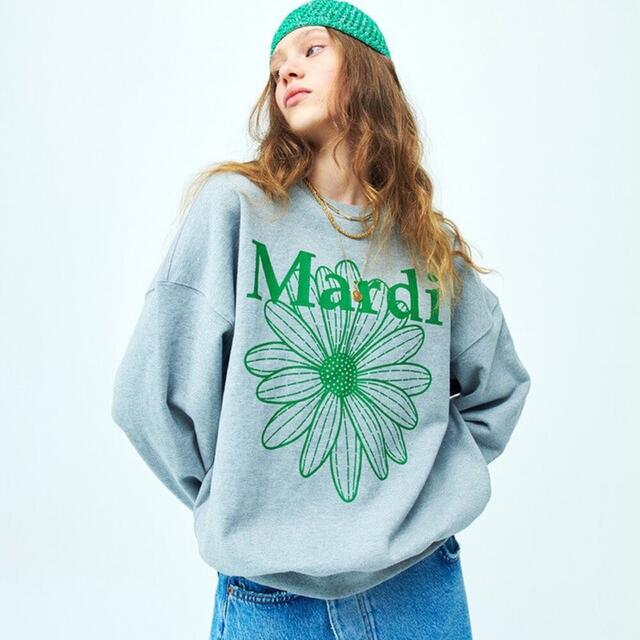 SWEATSHIRT FLOWER MARDI マルディ GREY GREEN