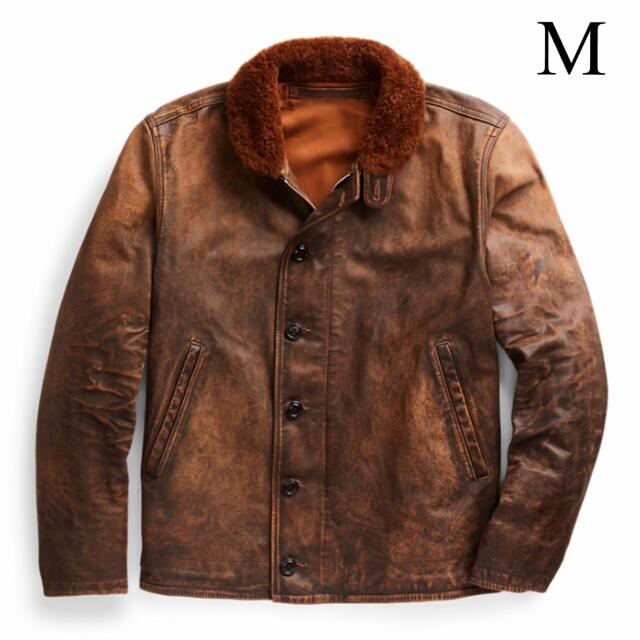 RRL - 新品 RRL ダブルアールエル シアリングカラー レザー デッキ