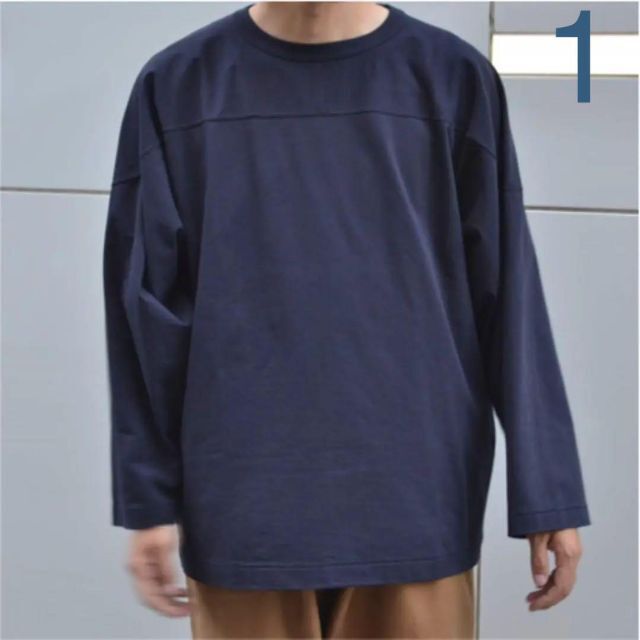 COMOLI(コモリ)の【希少】comoli フットボールT サイズ1 ネイビー メンズのトップス(Tシャツ/カットソー(七分/長袖))の商品写真